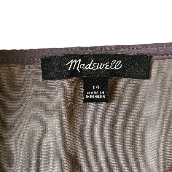 Madewell Women’s Velvet Blouse Button Front Puff Sleeve Ruffle Grey Size 14 - Picture 5 of 9